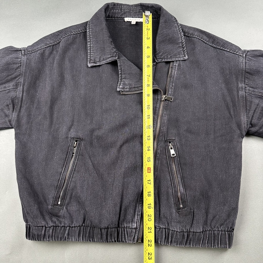 Baevely Böhme Women's Black Denim Light Wash Size Medium Collared Jacket - Picture 8 of 12